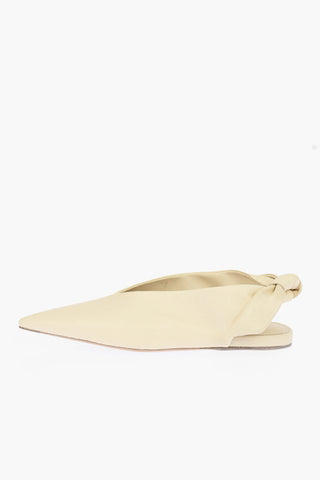Leather Pointed Ballet Flats with Bow on the Back