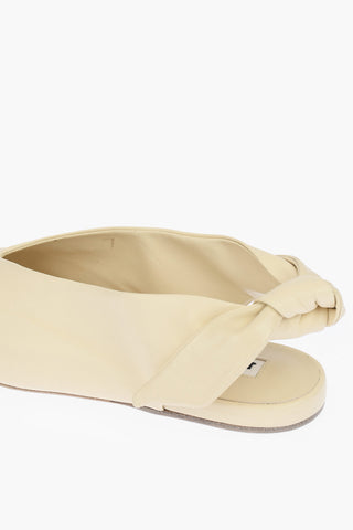 Leather Pointed Ballet Flats with Bow on the Back