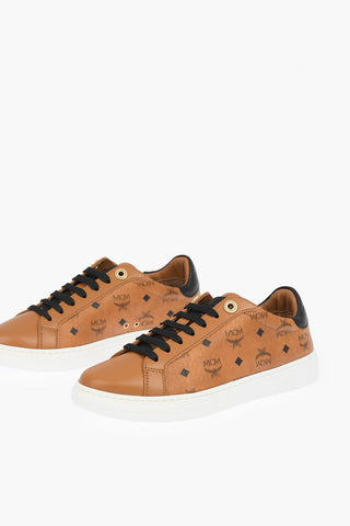 Leather Sneakers with All-Over Monogram Print