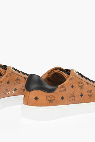 Leather Sneakers with All-Over Monogram Print