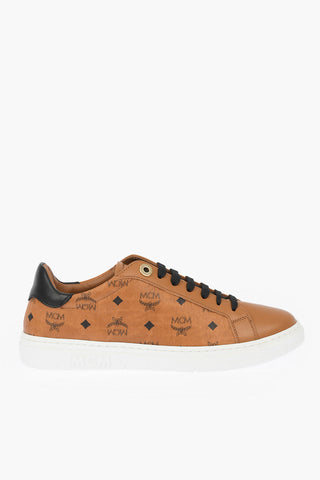 Leather Sneakers with All-Over Monogram Print