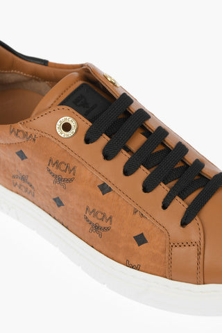 Leather Sneakers with All-Over Monogram Print