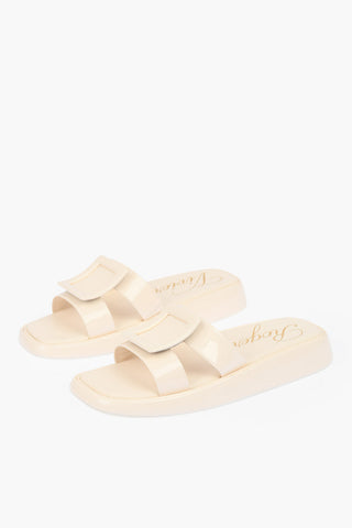 Patent Leather Slides with Coated Buckle