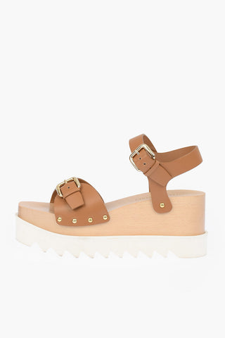 Sandali in Ecopelle ELYSE con Zeppa e Borchie Decorative 8 cm