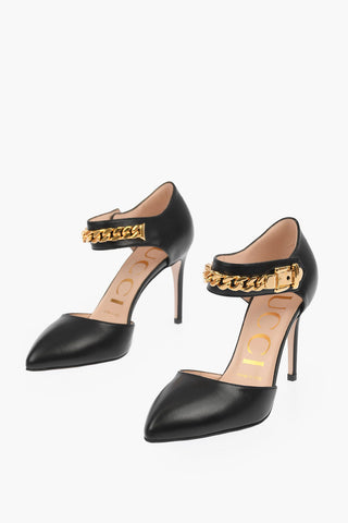 Leather MALAGA KID Pumps with Gold-tone Belt Detailing 9 cm
