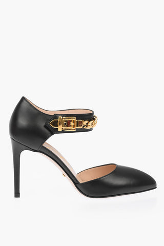 Leather MALAGA KID Pumps with Gold-tone Belt Detailing 9 cm