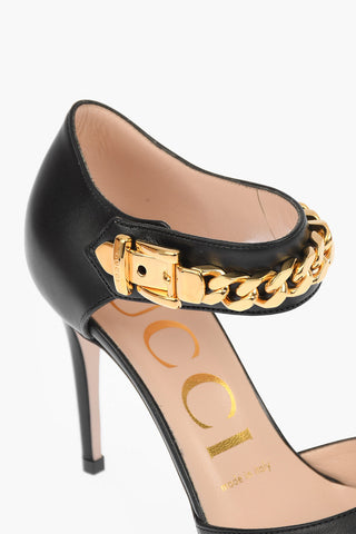 Leather MALAGA KID Pumps with Gold-tone Belt Detailing 9 cm