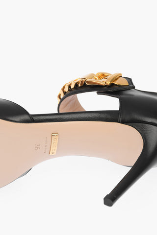 Leather MALAGA KID Pumps with Gold-tone Belt Detailing 9 cm