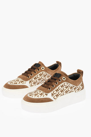 Monogram Printed Sneakers with Suede Leather Details
