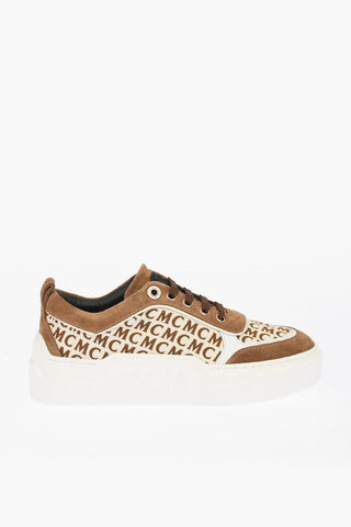 Monogram Printed Sneakers with Suede Leather Details