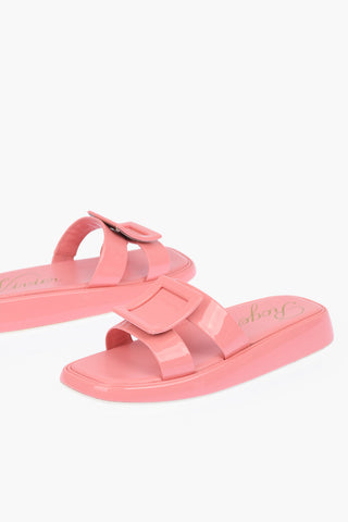 Patent Leather Slides with Coated Buckle