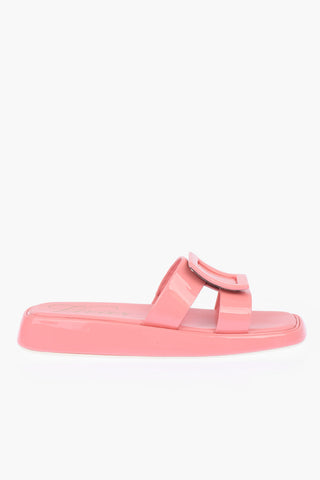 Patent Leather Slides with Coated Buckle