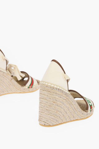 Espadrillas Lace-up con Zeppa e Logo Ricamato 10 cm