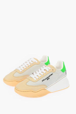 Nylon Sneakers with Suede Faux Leather Details