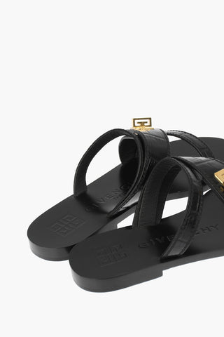 Leather EDEN Slides with Crocodile Print
