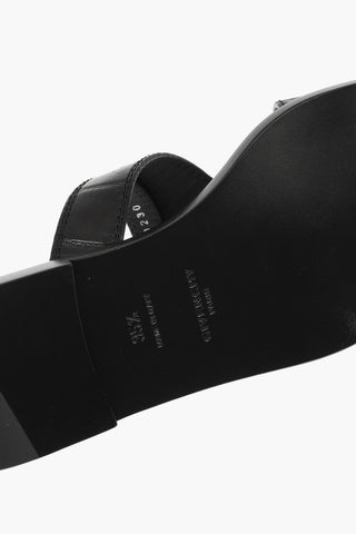 Leather EDEN Slides with Crocodile Print