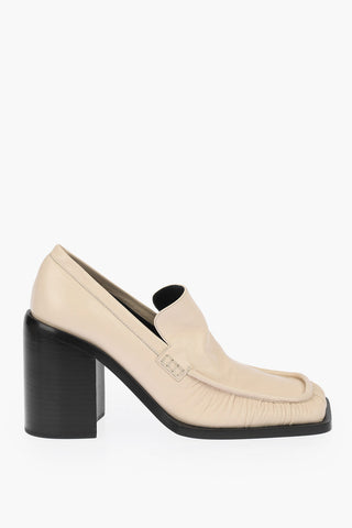 Leather Loafers with Chunky Heel 10cm