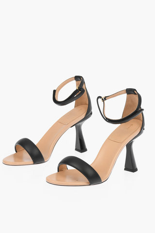 Leather CARENE Sandals with Embossed Logo 10 cm