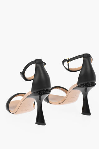 Leather CARENE Sandals with Embossed Logo 10 cm