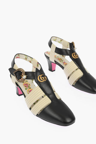 Leather Logoed Sandals with Heart Buckle 5,5 cm