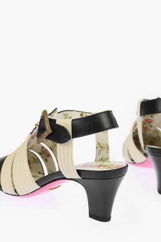 Leather Logoed Sandals with Heart Buckle 5,5 cm
