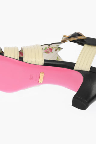 Leather Logoed Sandals with Heart Buckle 5,5 cm