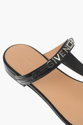 Infradito in Pelle con Logo in Lettering 