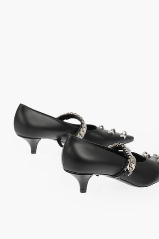 Leather Studded SHOW Pumps with Chain Embellishment 5,5 cm