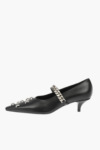 Leather Studded SHOW Pumps with Chain Embellishment 5,5 cm