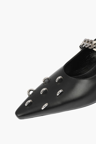 Leather Studded SHOW Pumps with Chain Embellishment 5,5 cm