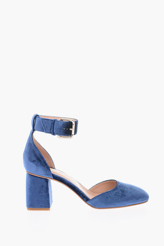 7cm velvet Ankle-strap D’Orsay pumps