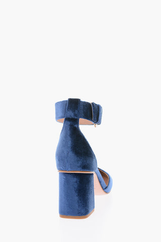 7cm velvet Ankle-strap D’Orsay pumps