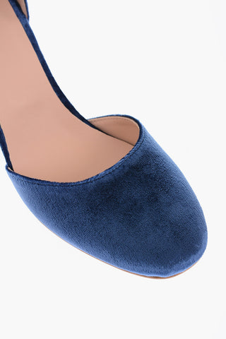 7cm velvet Ankle-strap D’Orsay pumps