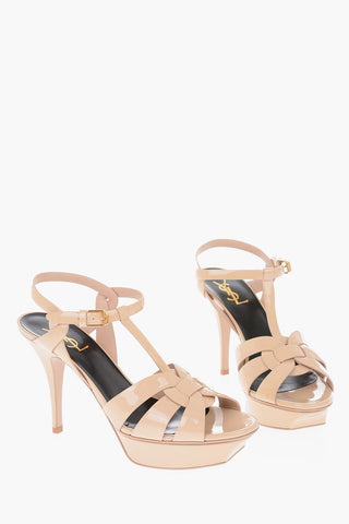 12cm patent leather T-strap sandals