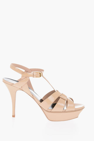 12cm patent leather T-strap sandals