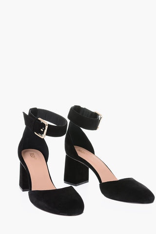 decolletè ankle-strap in pelle scamosciata 7cm