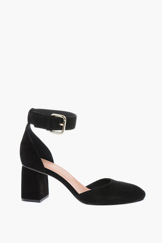 decolletè ankle-strap in pelle scamosciata 7cm