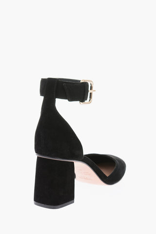 decolletè ankle-strap in pelle scamosciata 7cm