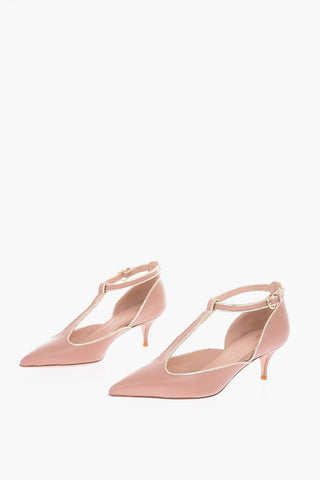 6cm leather T-Strap pumps