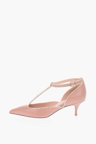 6cm leather T-Strap pumps