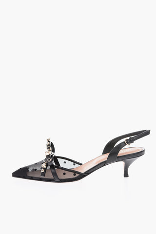 Slingback a pois con fiocco 6cm