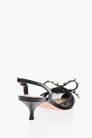 Slingback a pois con fiocco 6cm