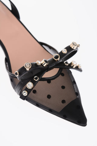 Slingback a pois con fiocco 6cm