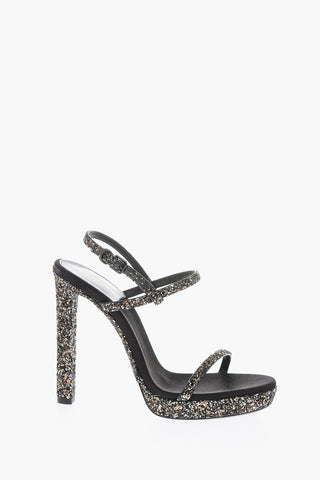 12cm glitter ankle strap sandals