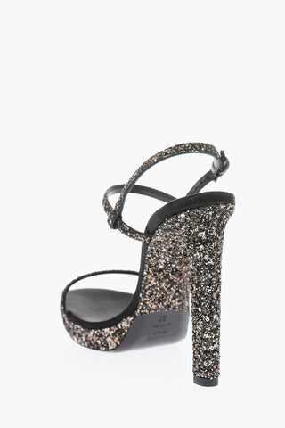 12cm glitter ankle strap sandals