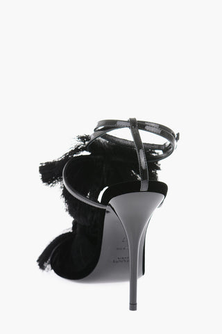 12cm chiffon patent leather Ankle-strap sandals with tassels