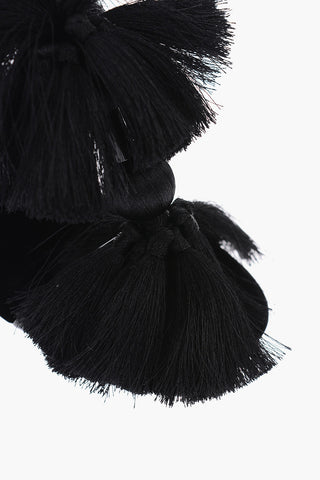12cm chiffon patent leather Ankle-strap sandals with tassels