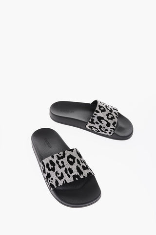 animal patterned leather slide with rubber sole