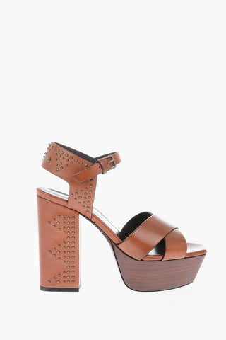 12cm Leather Studded ankle strap Sandal 