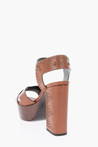 12cm Leather Studded ankle strap Sandal 